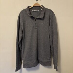 Travis Mathew Sweatshirt Golf Quarter Button Pullover Gray‎ L Preppy